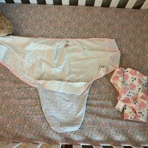 Organic Striped Baby Swaddle and Floral Swaddle Set